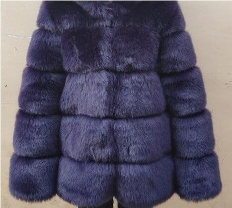 Faux Fur Puff Coat w/Hood (up to 4XL)