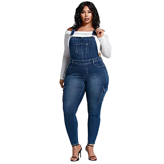 Side Zip Denim Overalls (up to 5XL)