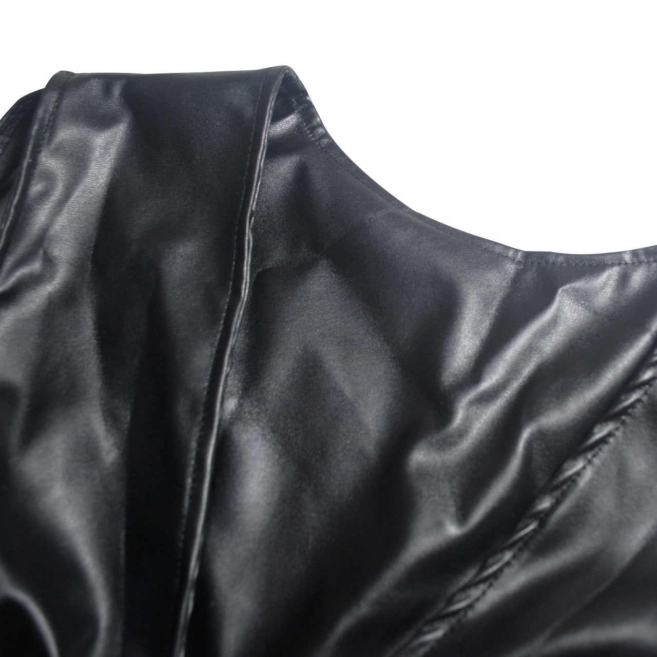 Sheath Mesh Corset Faux Leather Dress