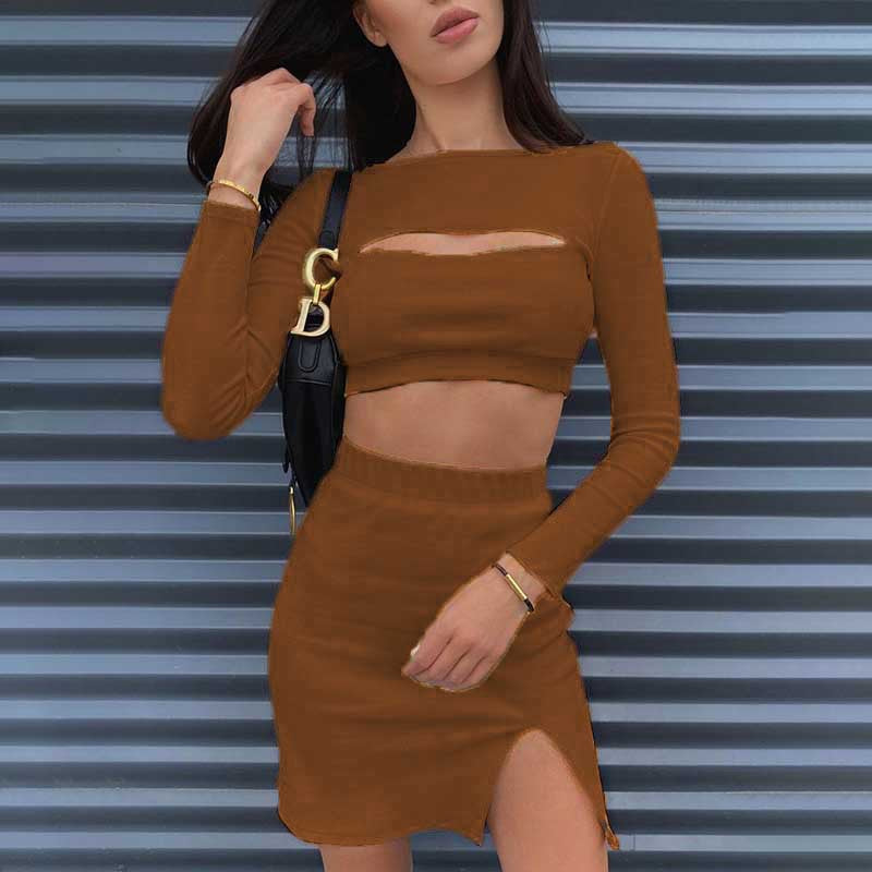 Two Piece Skirt Set w/Chest Cutout Top