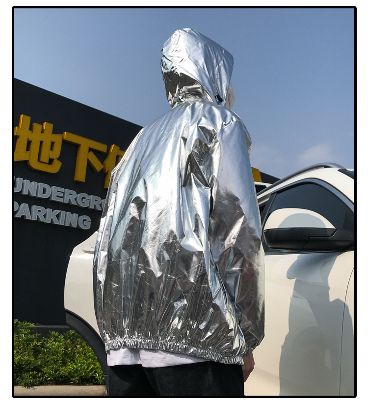 Gold or Silver Hooded Reflective Laser Show Shiny Jacket