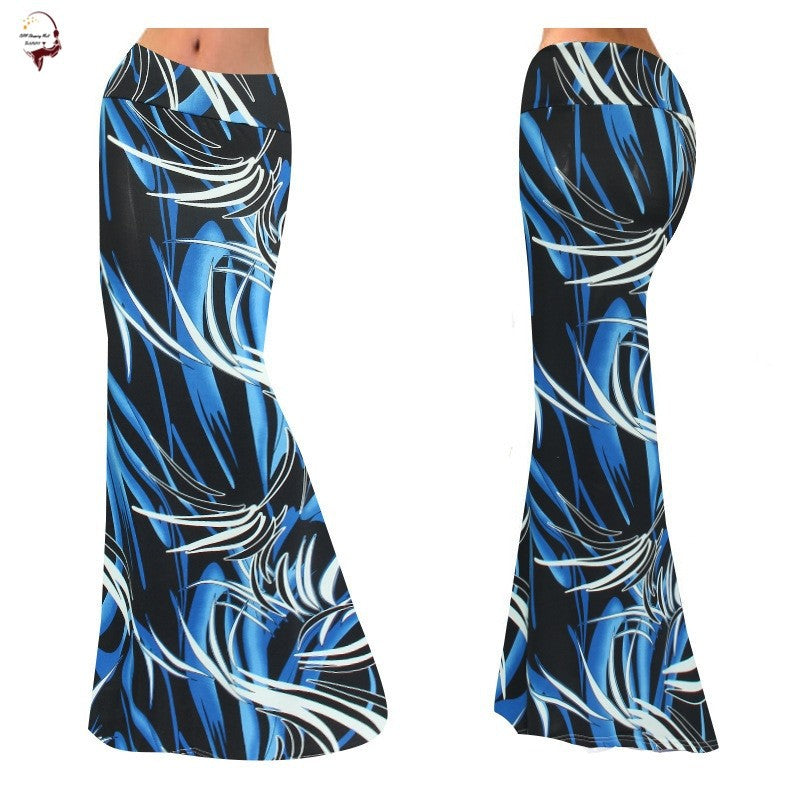 High Waist Long Hip Printed Skirt