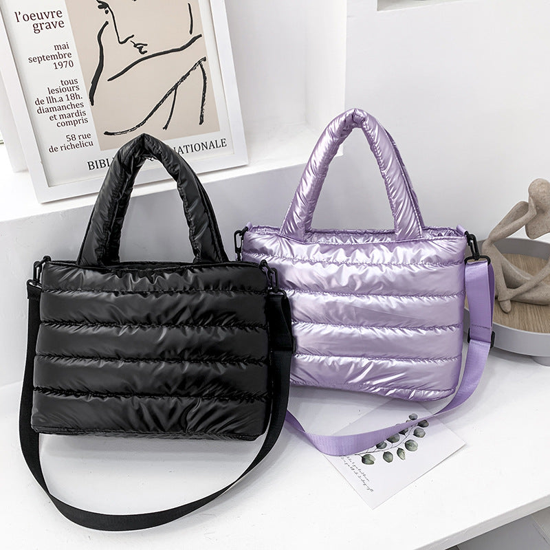 Shiny Puffy Shoulder Handbag