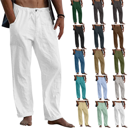 Loose Fitting Linen Drawstring Pants