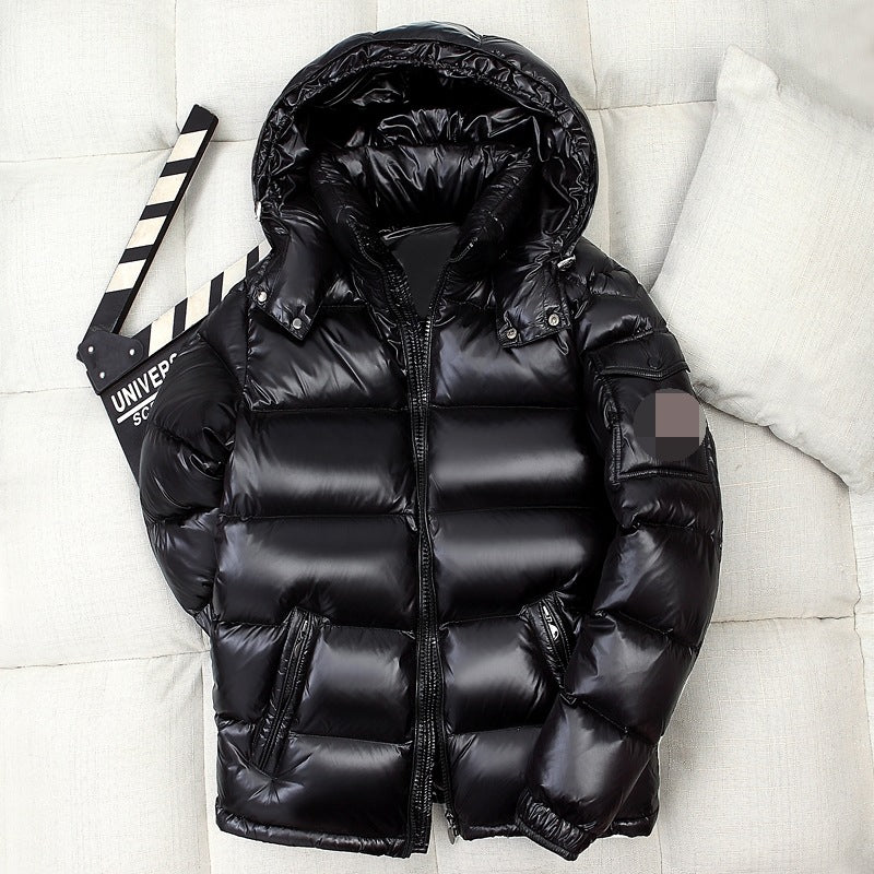 Shiny Puffer White Duck Down Hooded Jacket