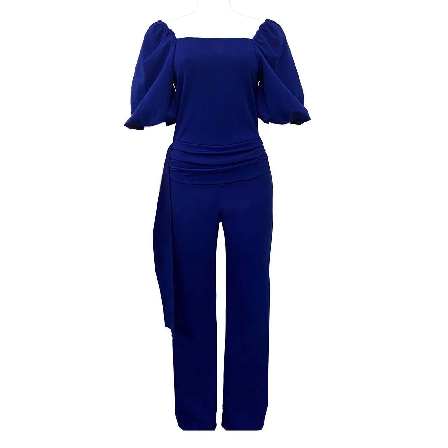 Solid Color Elegant Jumpsuit w/Wrap Tie (up to 3XL)