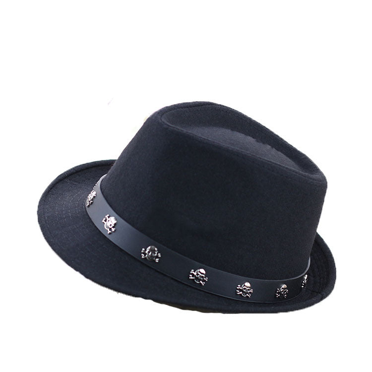 British Retro Woolen Hat w/Skull Band