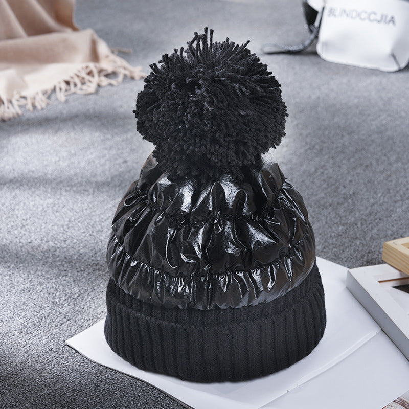 Shine Down Filled Knit Hat w/pom