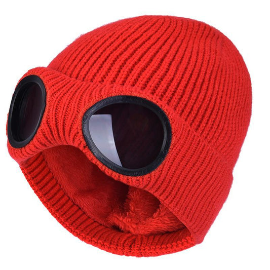 Knitted Wool Hat w/Built in Glasses