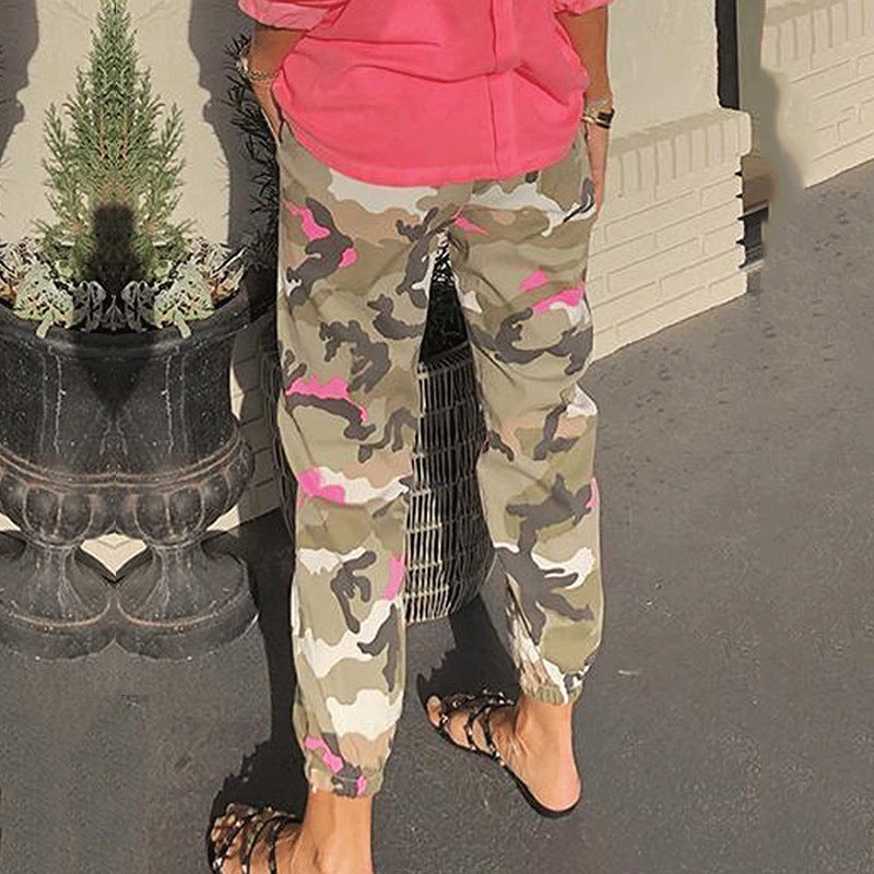 Cotton Tooled Mid-Waist Ladies Camo Pants