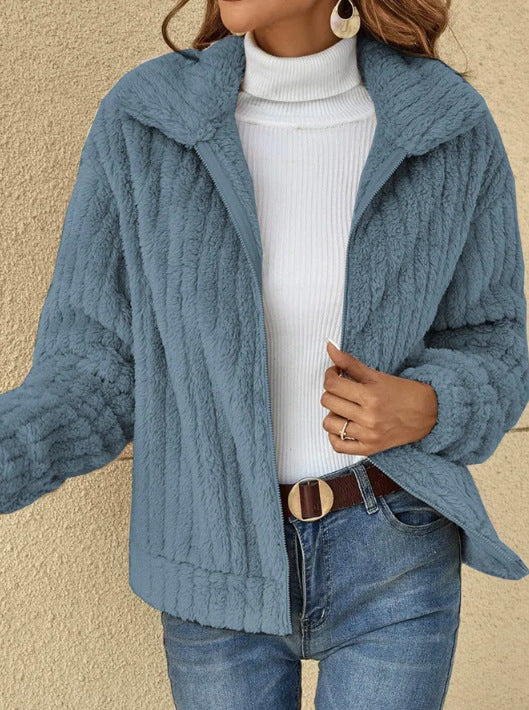 Fleece Zipper Up Lapel Jacket (up to 3XL)