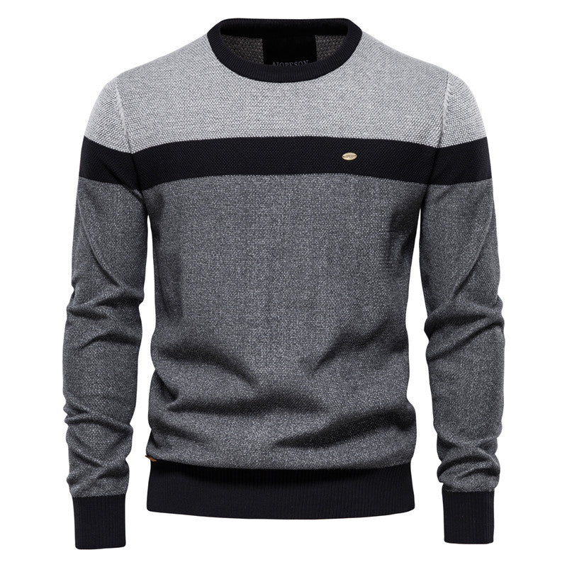 Striped Stitching Long-sleeved Sweater