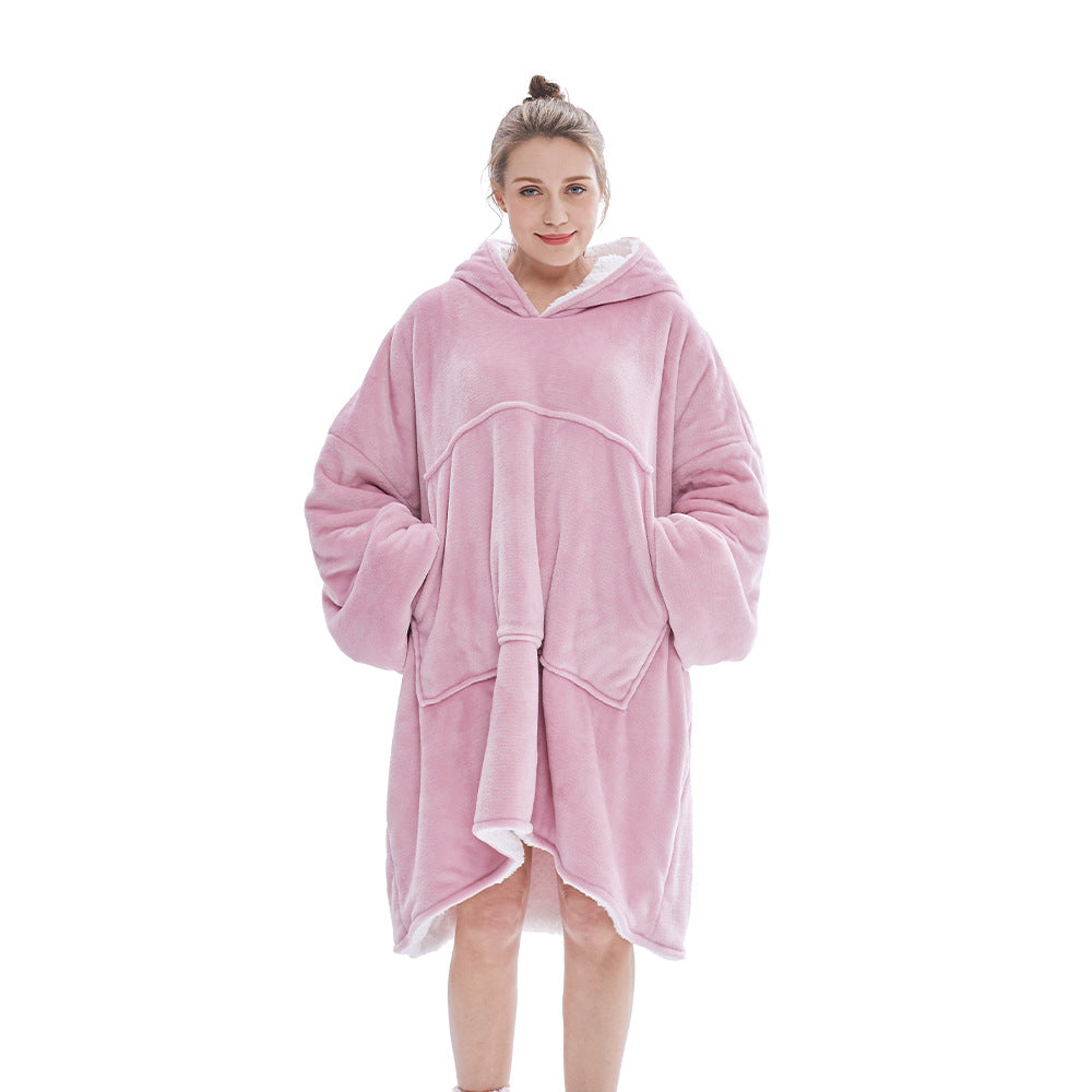 Super Long Oversized Fleece Sweatshirt w/Hood