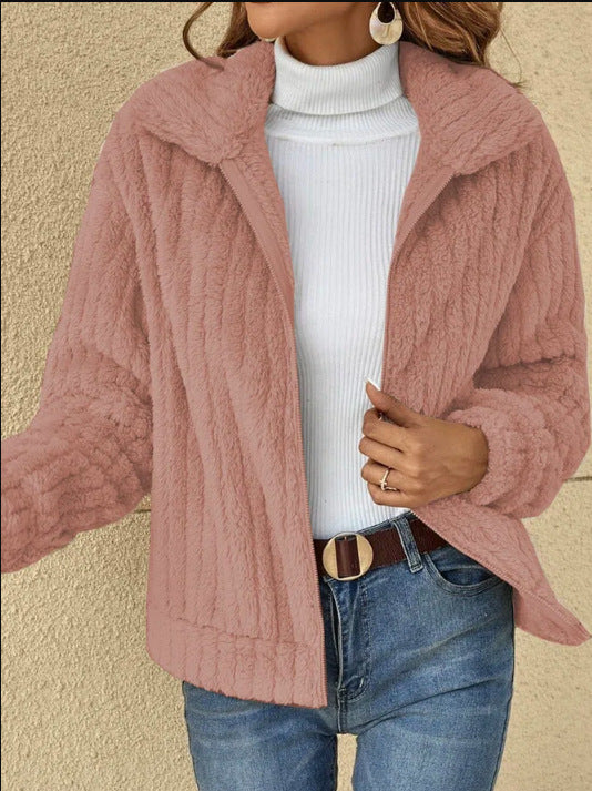 Fleece Zipper Up Lapel Jacket (up to 3XL)