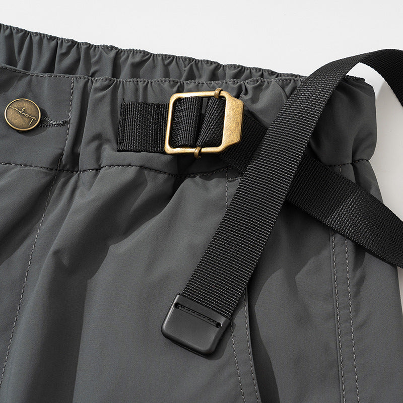 Loose Fitting Wrinkle-resistant Pants w./Built in Belt