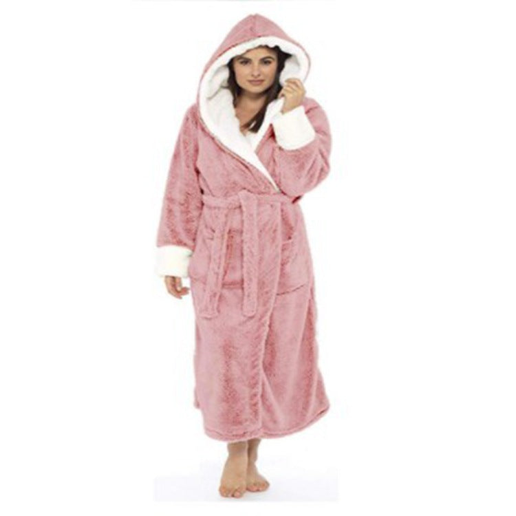Long Bathrobe Night Gown with Hoodie