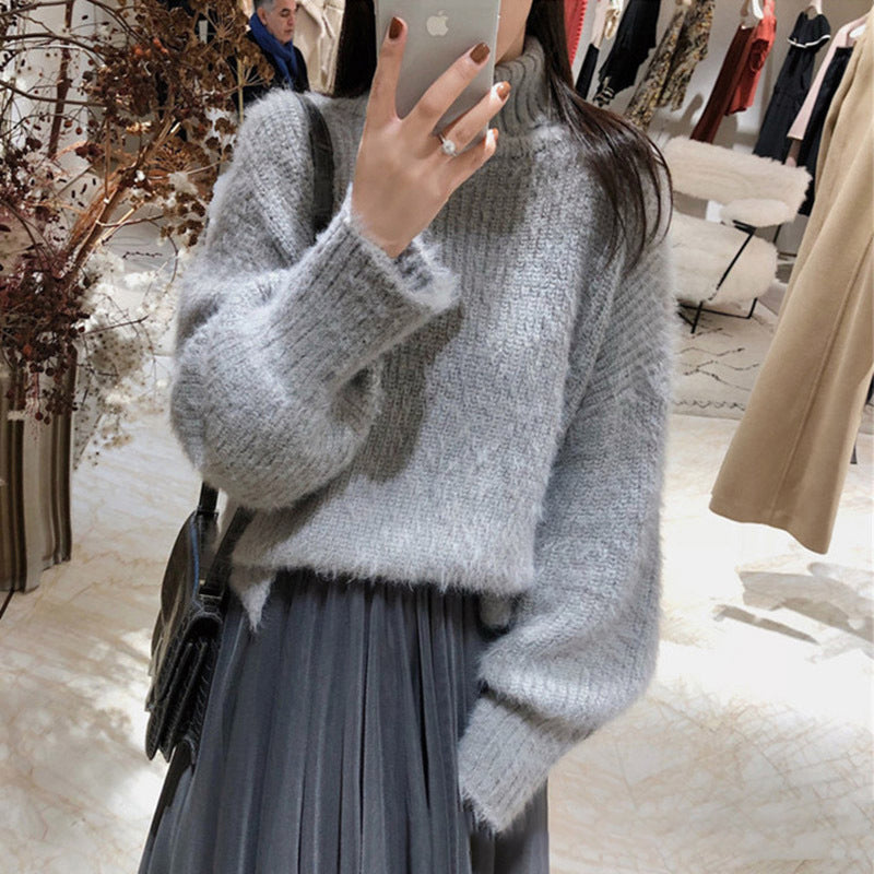 Loose Fitting Lotus Root Mohair Sweater