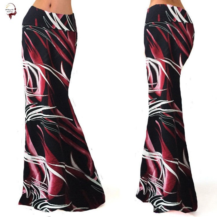 High Waist Long Hip Printed Skirt