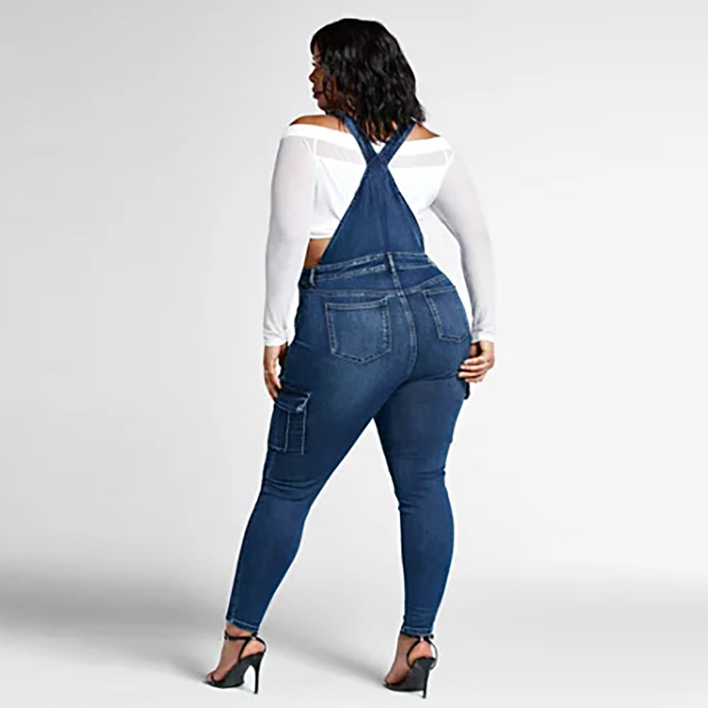 Side Zip Denim Overalls (up to 5XL)