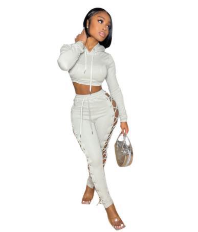 Criss Cross Opening Sweatpants Two Piece Set