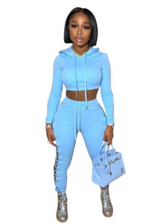 Criss Cross Opening Sweatpants Two Piece Set