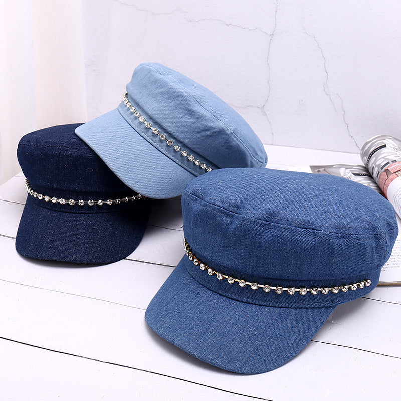 Oxford Cloth Denim Flat Cap