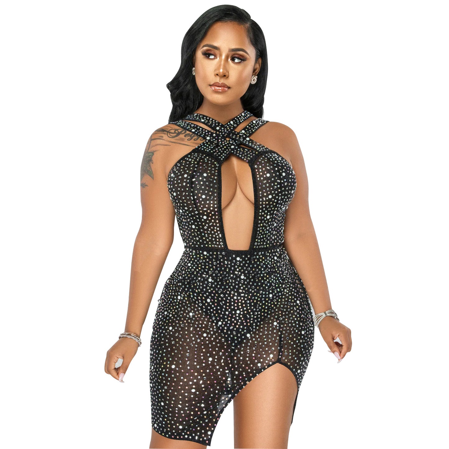 Mesh Diamond Nightclub Dress