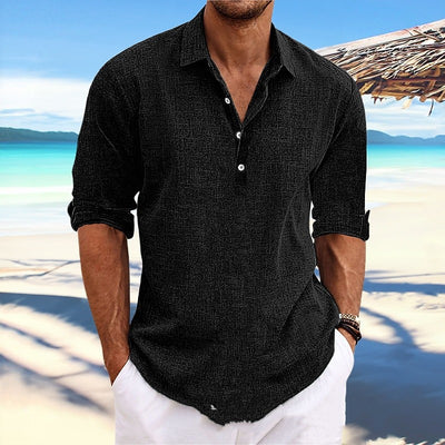 Solid Color Polo Style Pullover Shirt