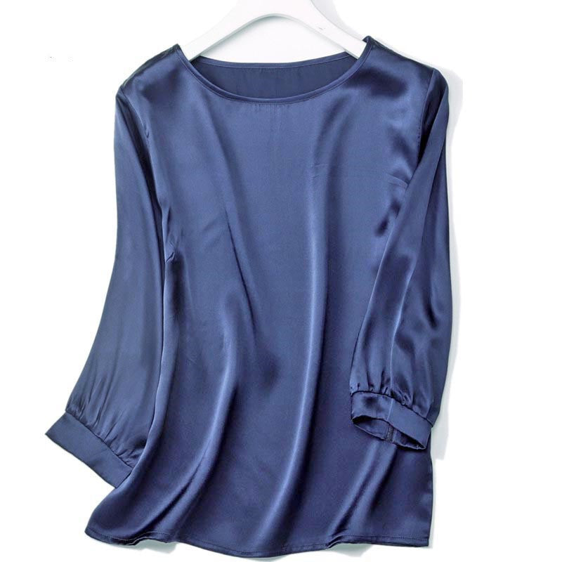Lantern Sleeve Silkworm Pearl Satin Shirt