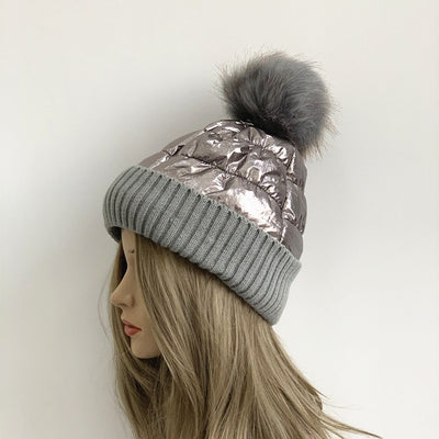 Shine Down Filled Knit Hat w/pom