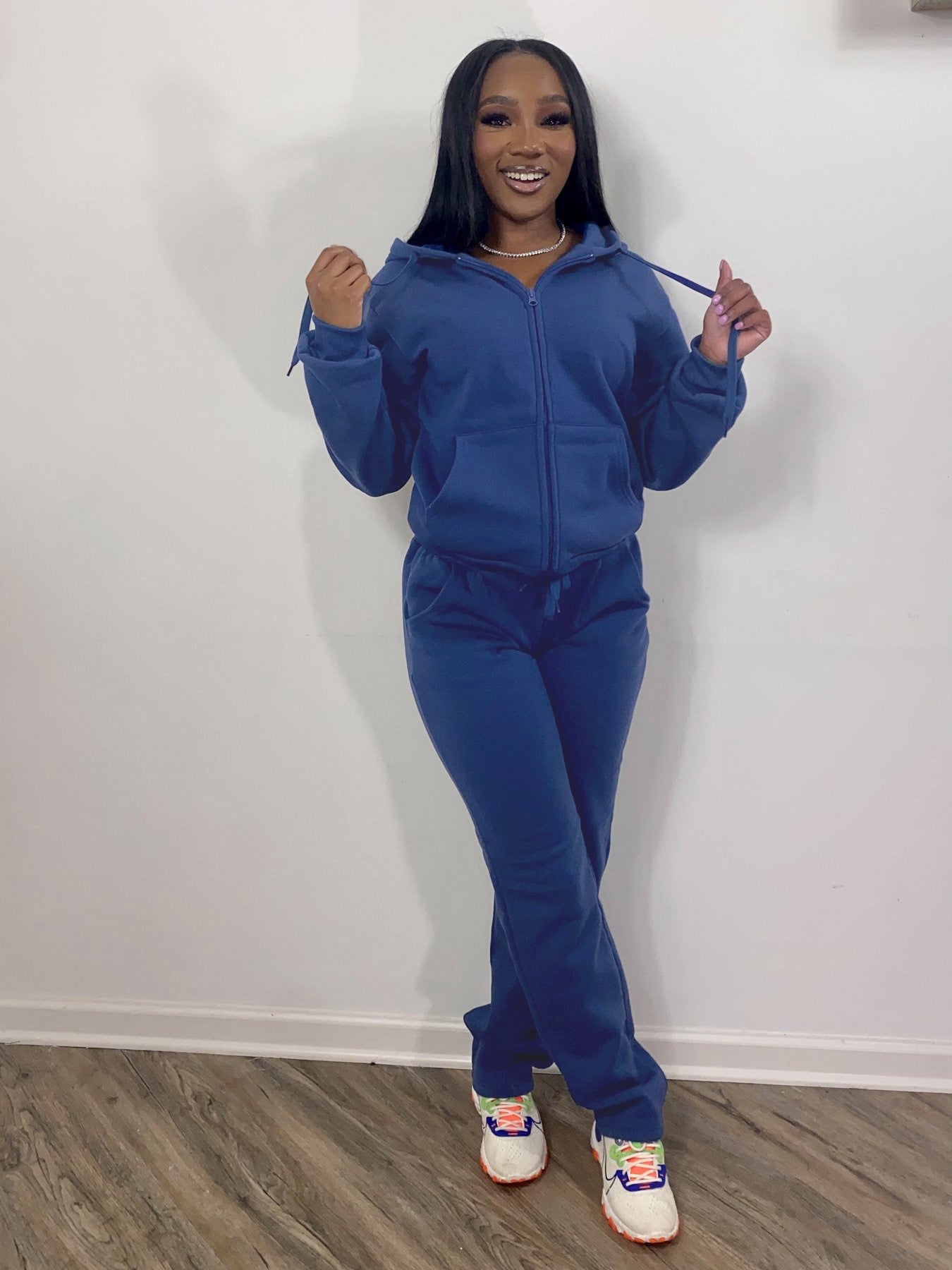Solid Color Two Piece Sweatsuit w/Hood