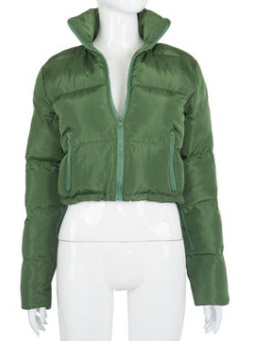 Warm Bread Down Crop Jacket w/Stand-up Collar