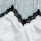 Satin Pajama Set-Lace Trim Cami, Shorts, Eye Mask, Scrunchie, and Bag