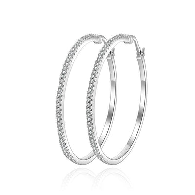 925 Silver/White Gold Plated 40mm Hoop Earrings