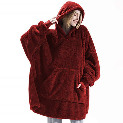 Super Long Oversized Fleece Sweatshirt w/Hood