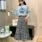 Super Stretch Leopard Print Pleated Skirt