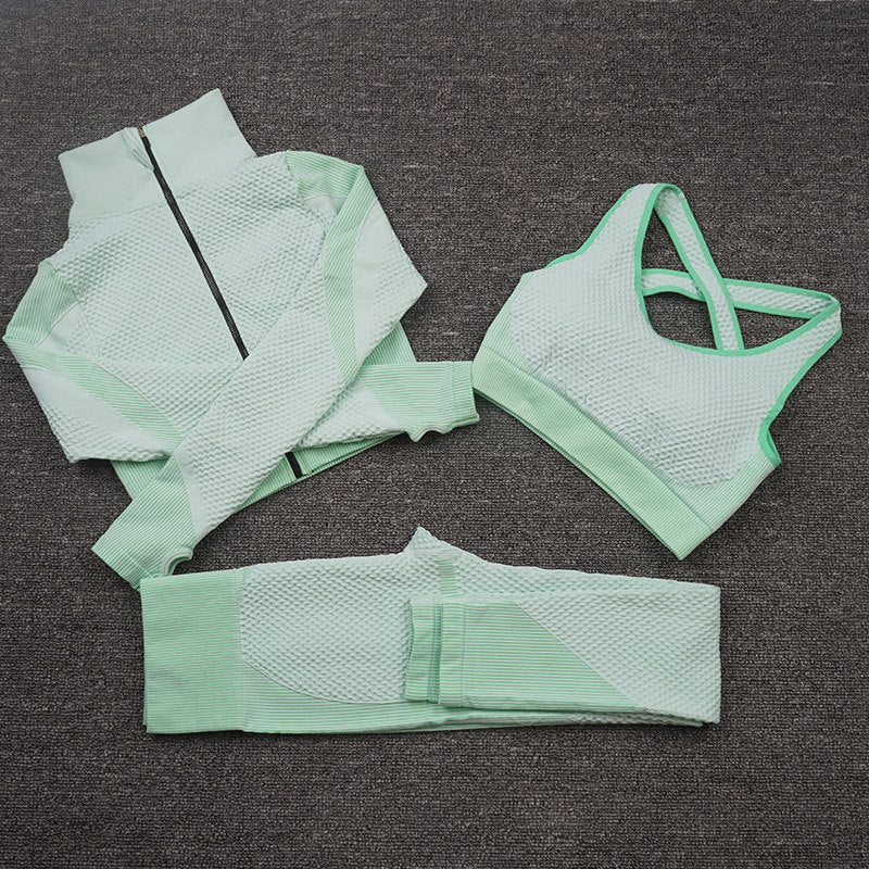 Three-piece Nylon Stretch Fitness Suit