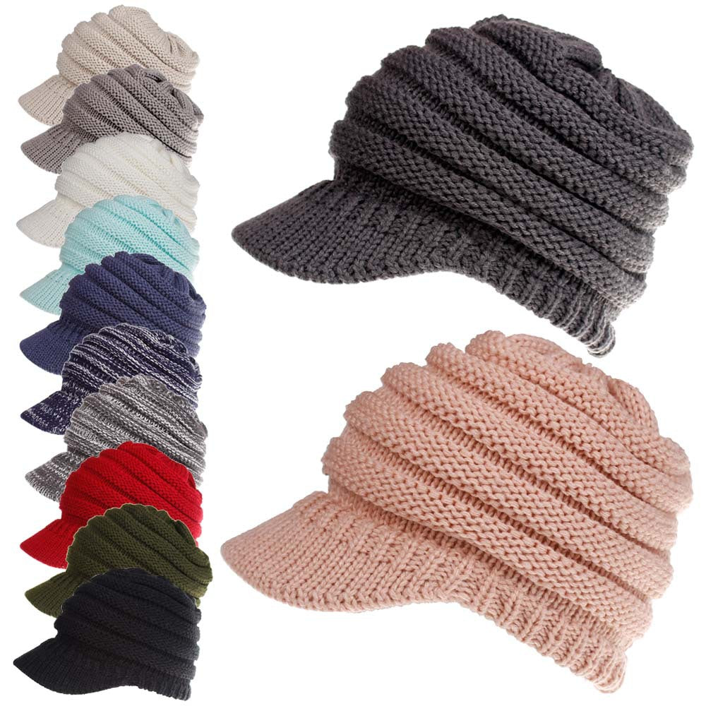 Soft Knitted Ponytail Beanie Cap