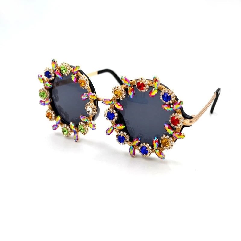 Floral Bling Round UV Sunglasses