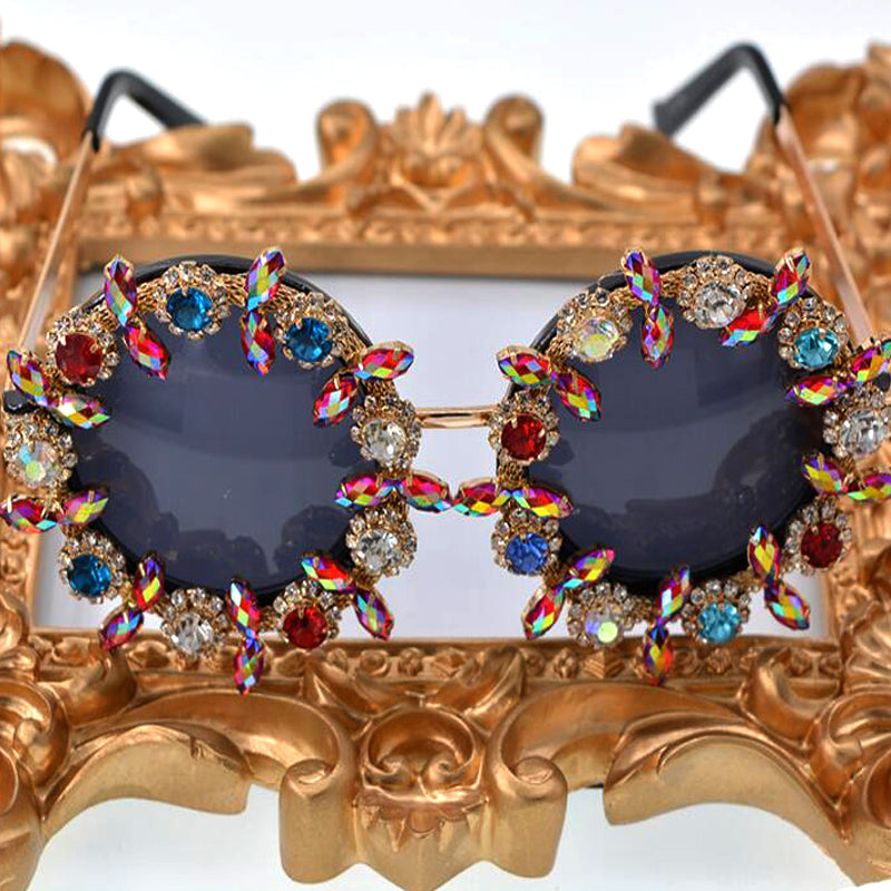 Floral Bling Round UV Sunglasses