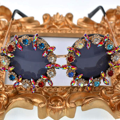 Floral Bling Round UV Sunglasses