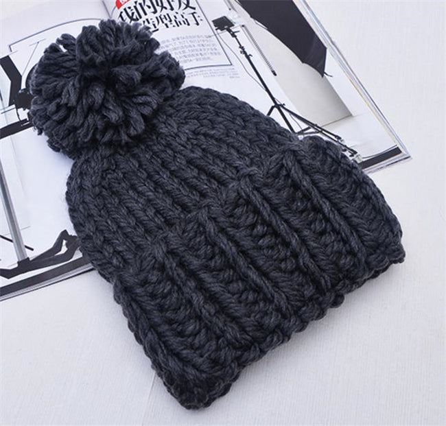 Knitted Hat with Pompon