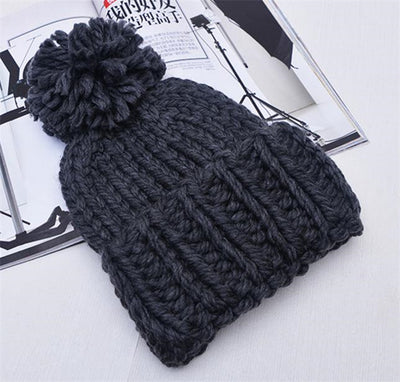 Knitted Hat with Pompon