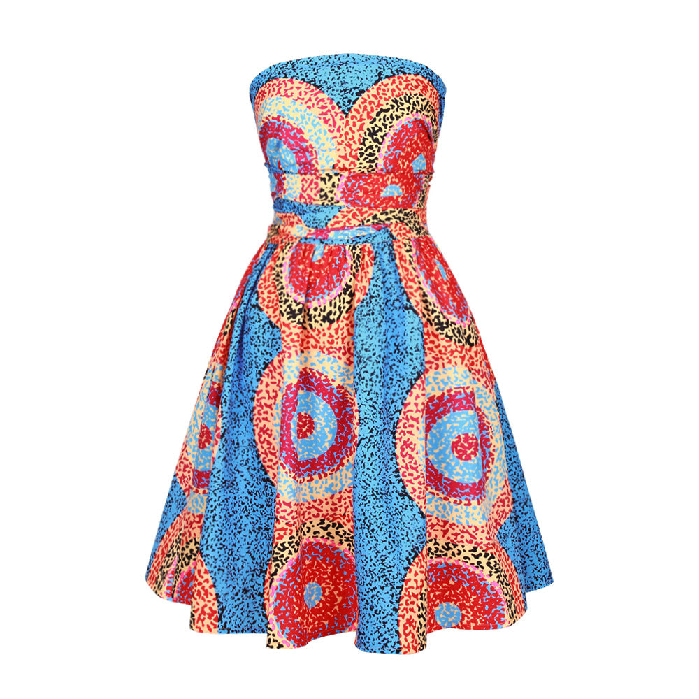 African Print Pleated Dress