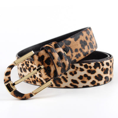 Leopard Print Leather Belt