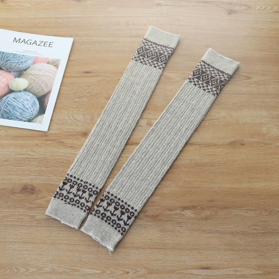 Diamond Fried Dough Twist Long Wool Stockings Set