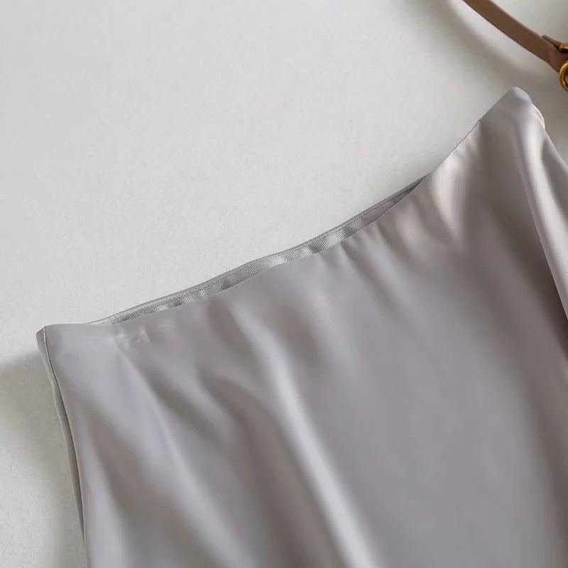 Long Golden Satin Skirt