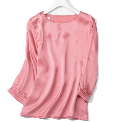 Lantern Sleeve Silkworm Pearl Satin Shirt