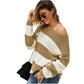 Loose Fitting Off the Shoulder Striped Sweater