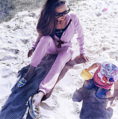Long Sleeve Hooded Zip & Tie Fleece Pants Suit